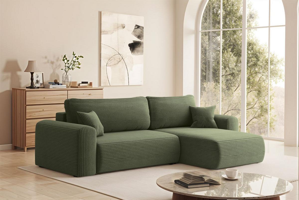 ECKSOFA Flora In Poso - Hellgrün, Holzwerkstoff/Textil (272/145cm) - Fun Möbel