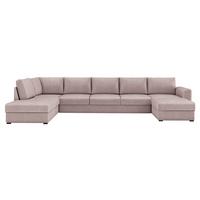 WOHNLANDSCHAFT Wilma Large Premium, Seite: Links - Hellrosa/Schwarz, Holz/Textil (370/85/186cm) - MIRJAN24