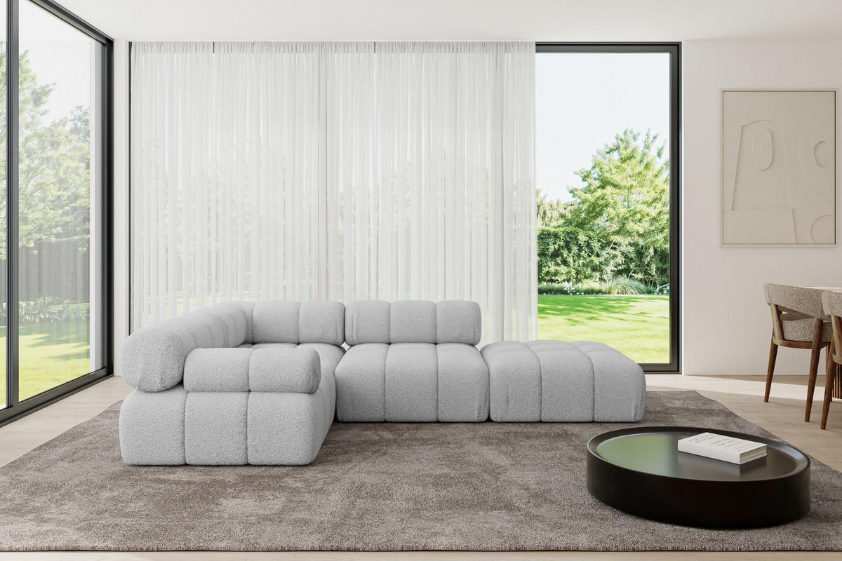 ECKSOFA modulares Sofa Felto-L1 - 285x190x70 cm Hellgrau Bouclé - Hellgrau, Holzwerkstoff/Textil (285/190cm) - ALTDECOR