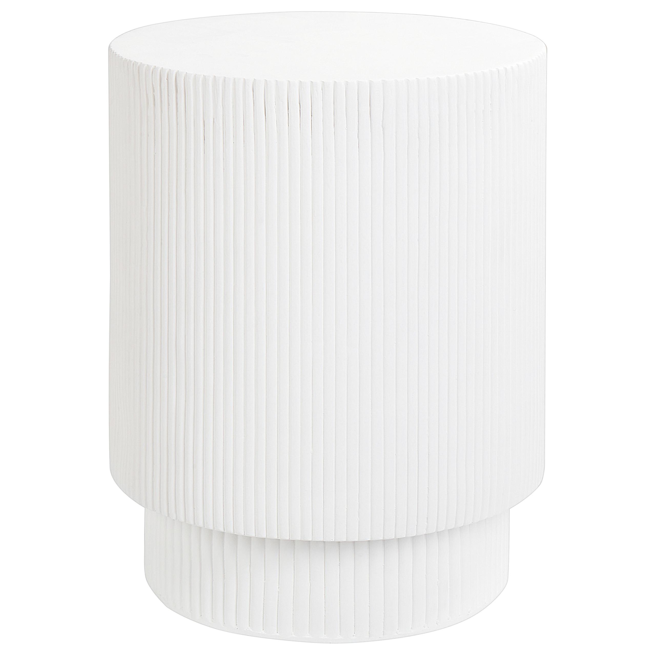 BEISTELLTISCH Beton weiß rund 35 cm Biccari - Weiß, Stein (35/35/45cm) - Beliani