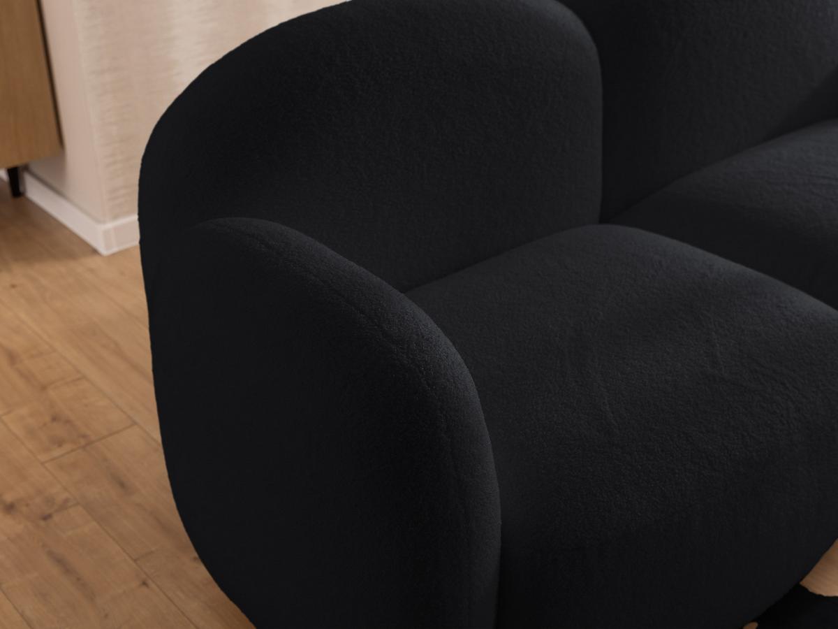 ECKSOFA Nuvola mit abgerundetem Design Schwarz Bouclé-Stoff - Ottomane Rechts - Schwarz, Holz/Kunststoff (268/146cm) - S-Style Möbel