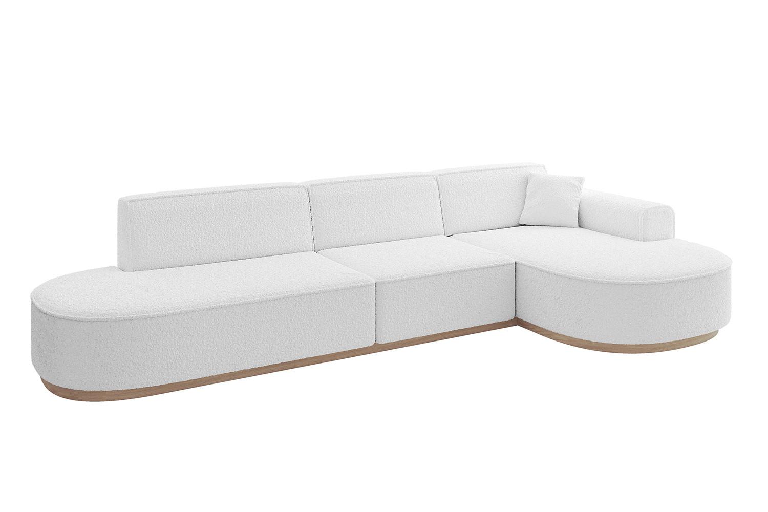 ECKSOFA Ottomane Rechts MARI-L2-v1 - 328x171x83 cm Weiß Bouclé - Weiß, Holzwerkstoff/Textil (171/328cm) - ALTDECOR