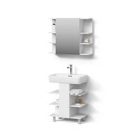 BADMÖBEL-SET Fucino Weiß 2 Teile, Waschbeckenunterschrank und Bad Spiegelschrank - Weiß, Holzwerkstoff (79.6/64/36.6cm) - Livinity®