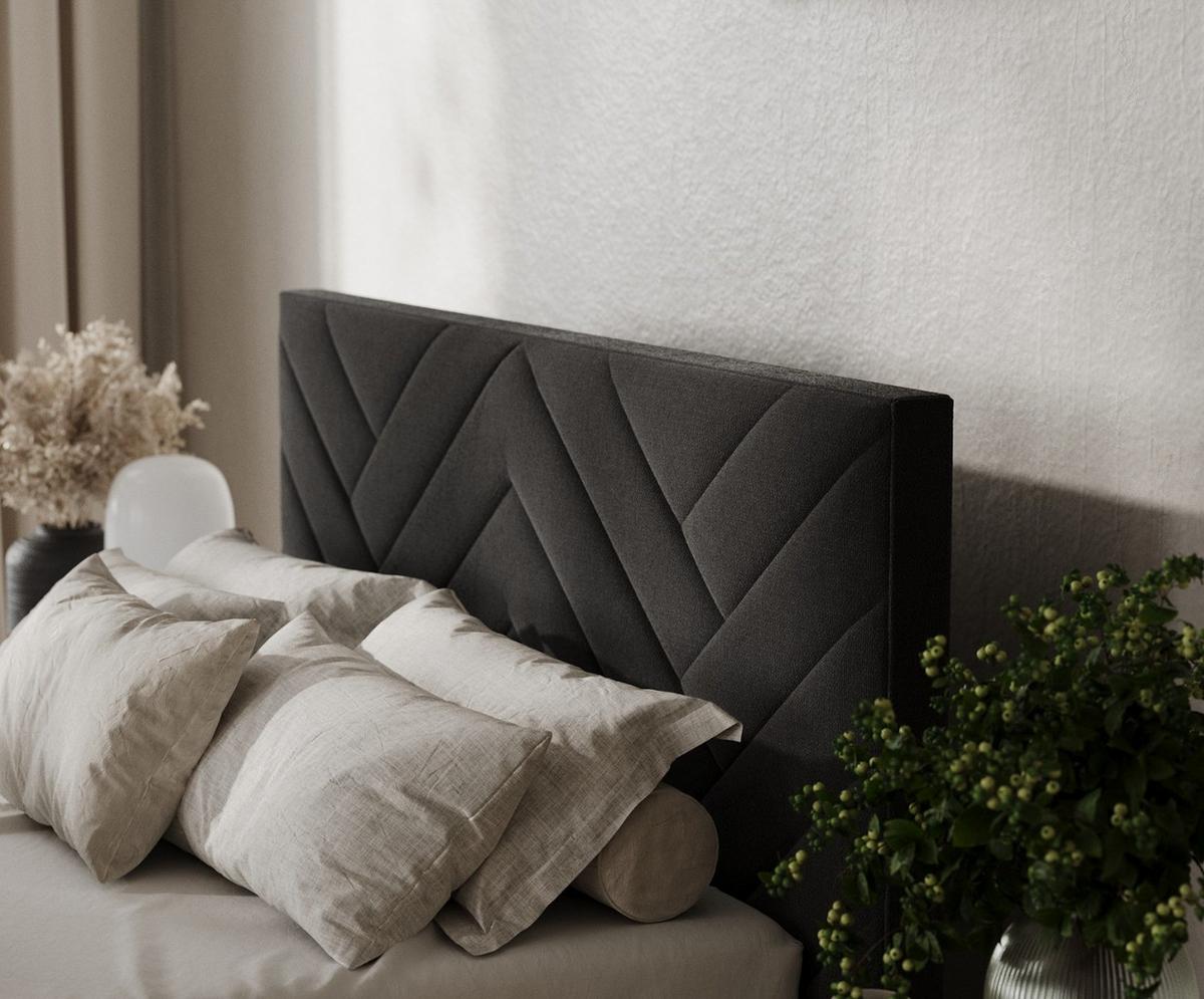 POLSTERBETT Arco 140/200 cm Schwarz im Asti Stoff - Schwarz/Naturfarben, Holz/Holzwerkstoff (140/200cm) - AltaBeds