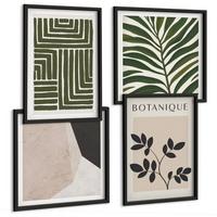 BILDER SET 4er Set - 50x50 cm & 40x60 cm Schwarzer Rahmen - Botanische Boho-Kompositionen - Schwarz, Kunststoff (50/50cm) - TULUP