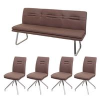 ESSZIMMER-SET Braun 5er-Set - Braun, Textil (180/90/60cm) - MCW
