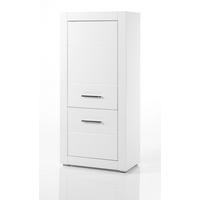 HIGHBOARD weiß Hochglanz, Anrichte für Wohn- und Esszimmer 65 x 142 cm - Chromfarben/Weiß Hochglanz, Holzwerkstoff/Kunststoff (65/142/35cm) - Furn.Design