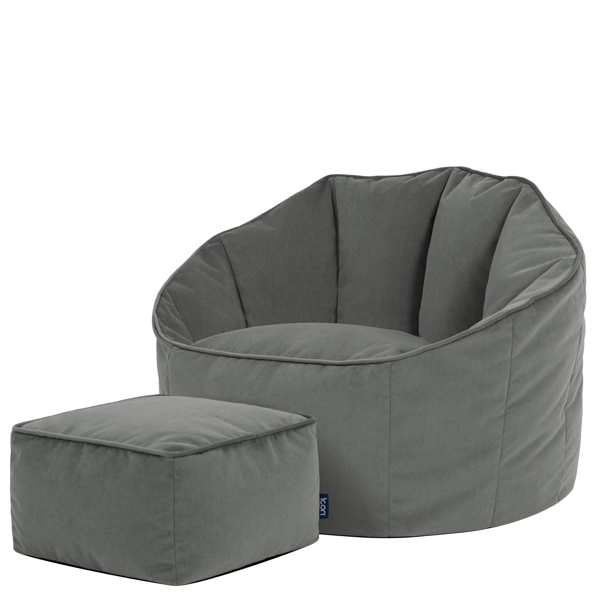 SITZSACK-SESSEL Sirena mit Hocker - Grau, Textil (77/64/74cm) - icon
