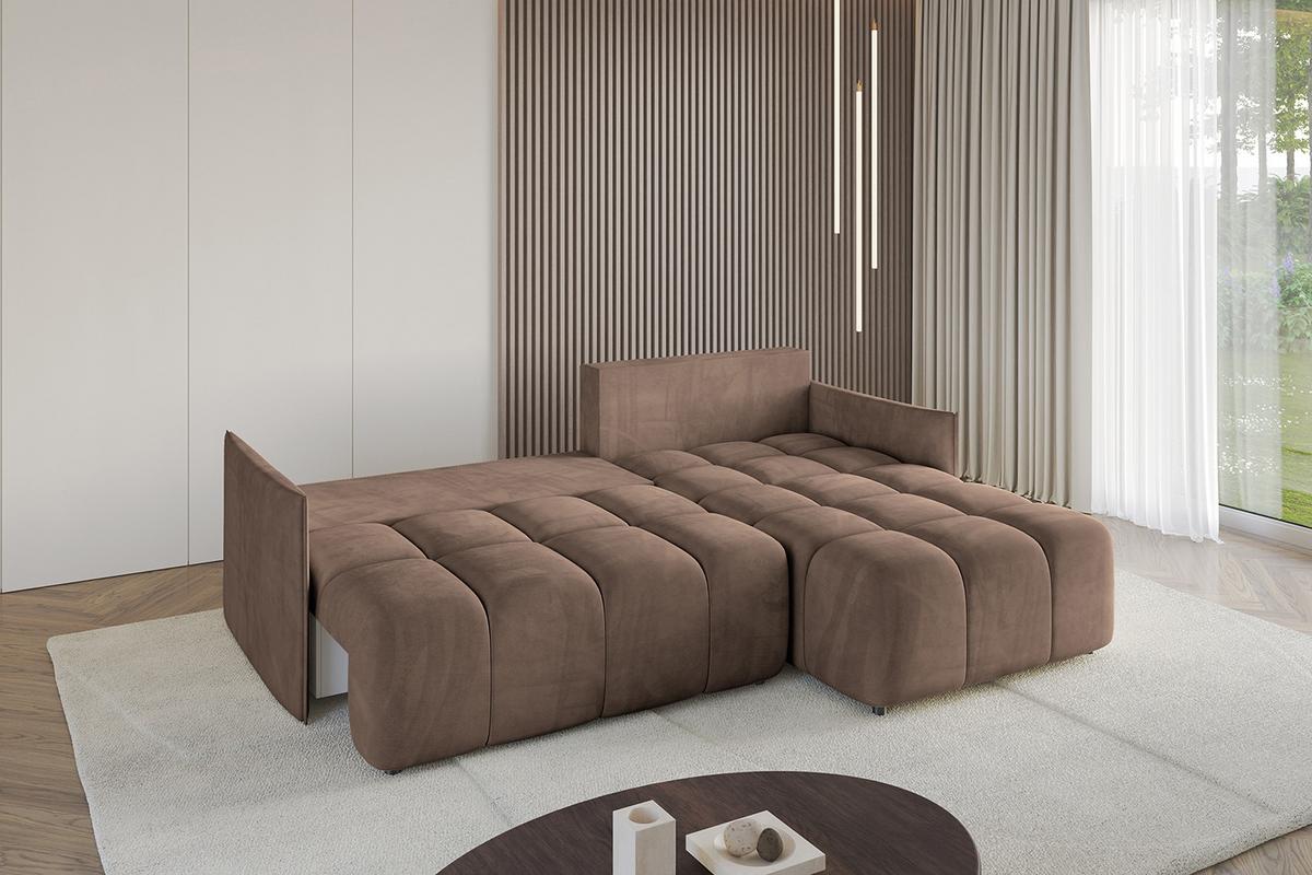 ECKSOFA Ottomane rechts LONLI-L 251x189x68 Braun Velours - Braun, Holzwerkstoff/Kunststoff (189/251cm) - ALTDECOR