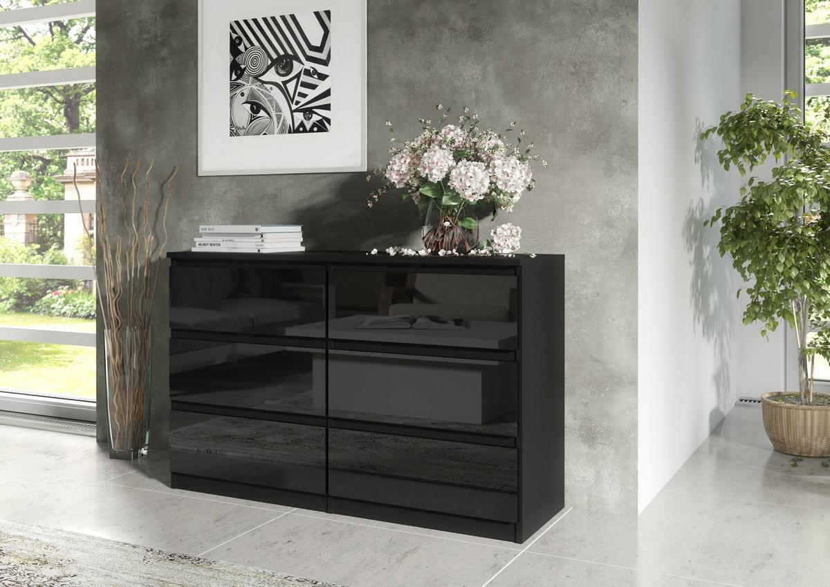 KOMMODE Schwarz, Hochglanz 139/79/39 - Schwarz Hochglanz/Schwarz, Holzwerkstoff (139/79/39cm) - RAUMHIRSCH FURNITURE