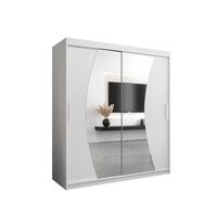 SCHWEBETÜRENSCHRANK 200/180/62 2-türig - Silberfarben/Weiß, Holz/Kunststoff (180/200/62cm) - MÖBEL KRYSPOL