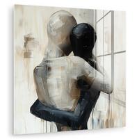 ACRYLGLASBILD Abstrakt - Liebe - Schwarz und weiß - Modern 90x90 cm - Schwarz, Glas (90/90cm) - MuchoWow