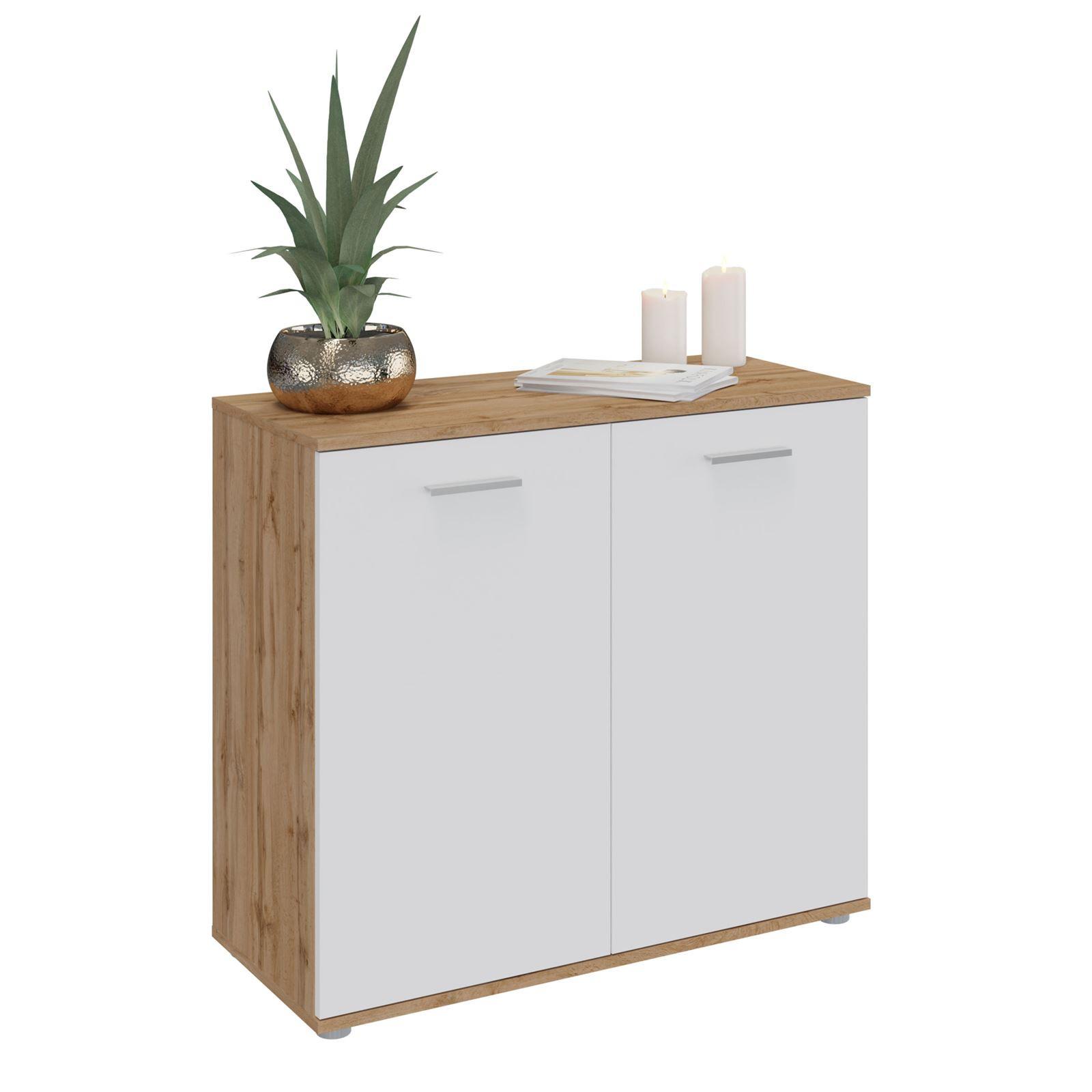 KOMMODE CHICAGO Wotan Eiche/weiß - Eiche Wotan/Weiß, Holzwerkstoff (91/82/40cm) - CARO-Möbel