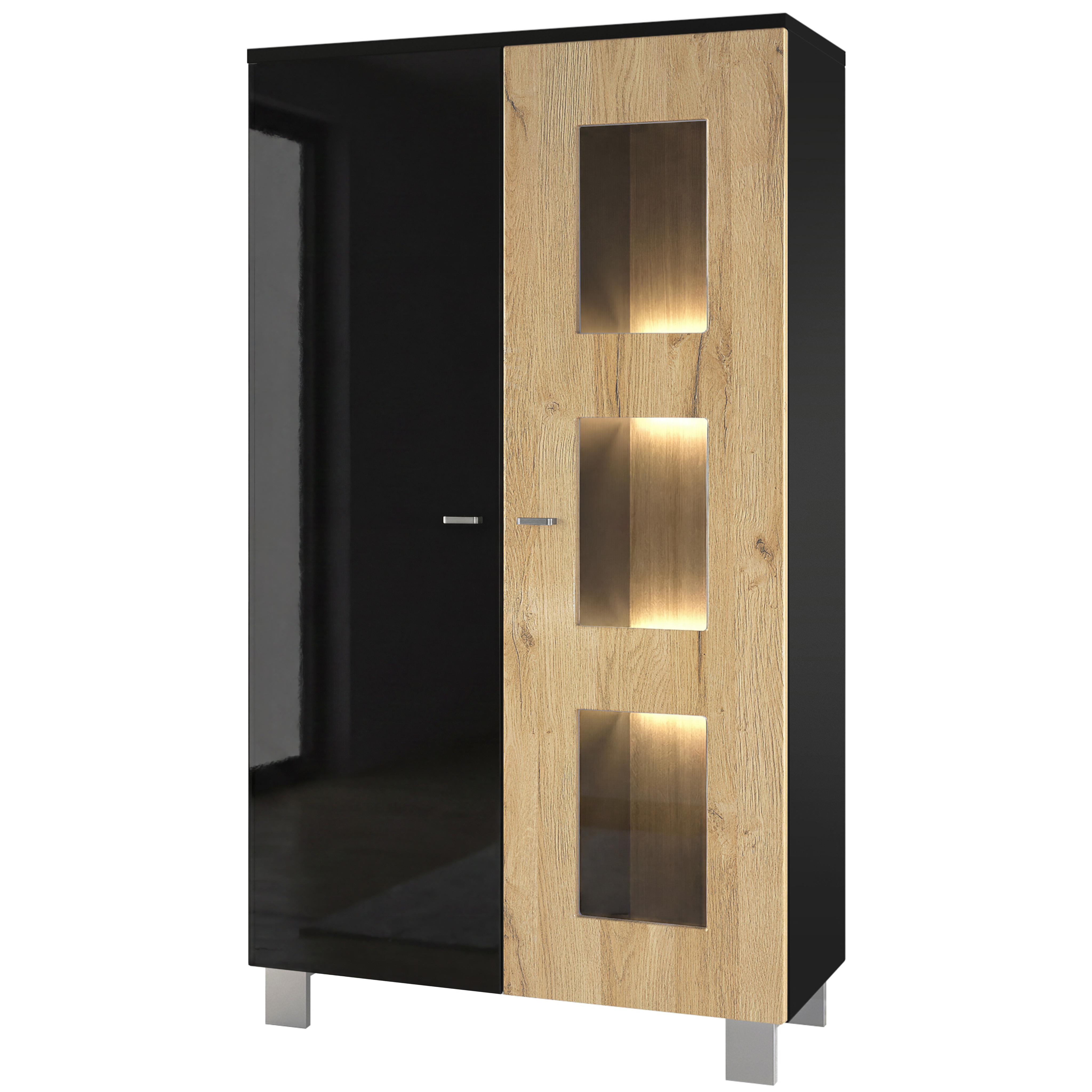 VITRINE Denjo Tür in Eiche Natur - Eichefarben, Holzwerkstoff (71/129/35cm) - Vladon