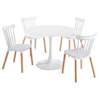 ESSGRUPPE LOIRE RAVI 5er Set weiß - Weiß, Holzwerkstoff/Metall - IDIMEX