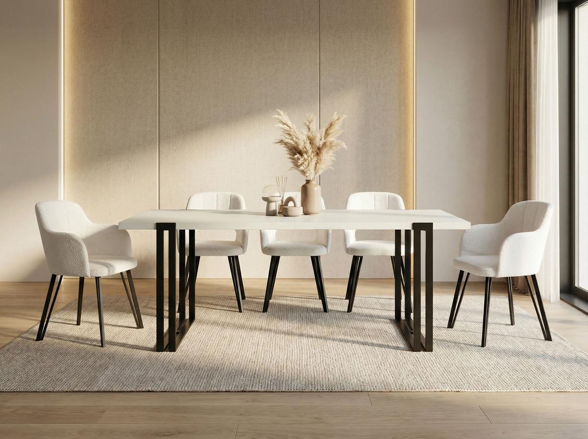 ESSTISCH Marco rechteckig ausziehbar, Weiß 140-240/80/76 cm - Schwarz/Weiß, Holzwerkstoff/Metall (80/240/76cm) - WFL GROUP
