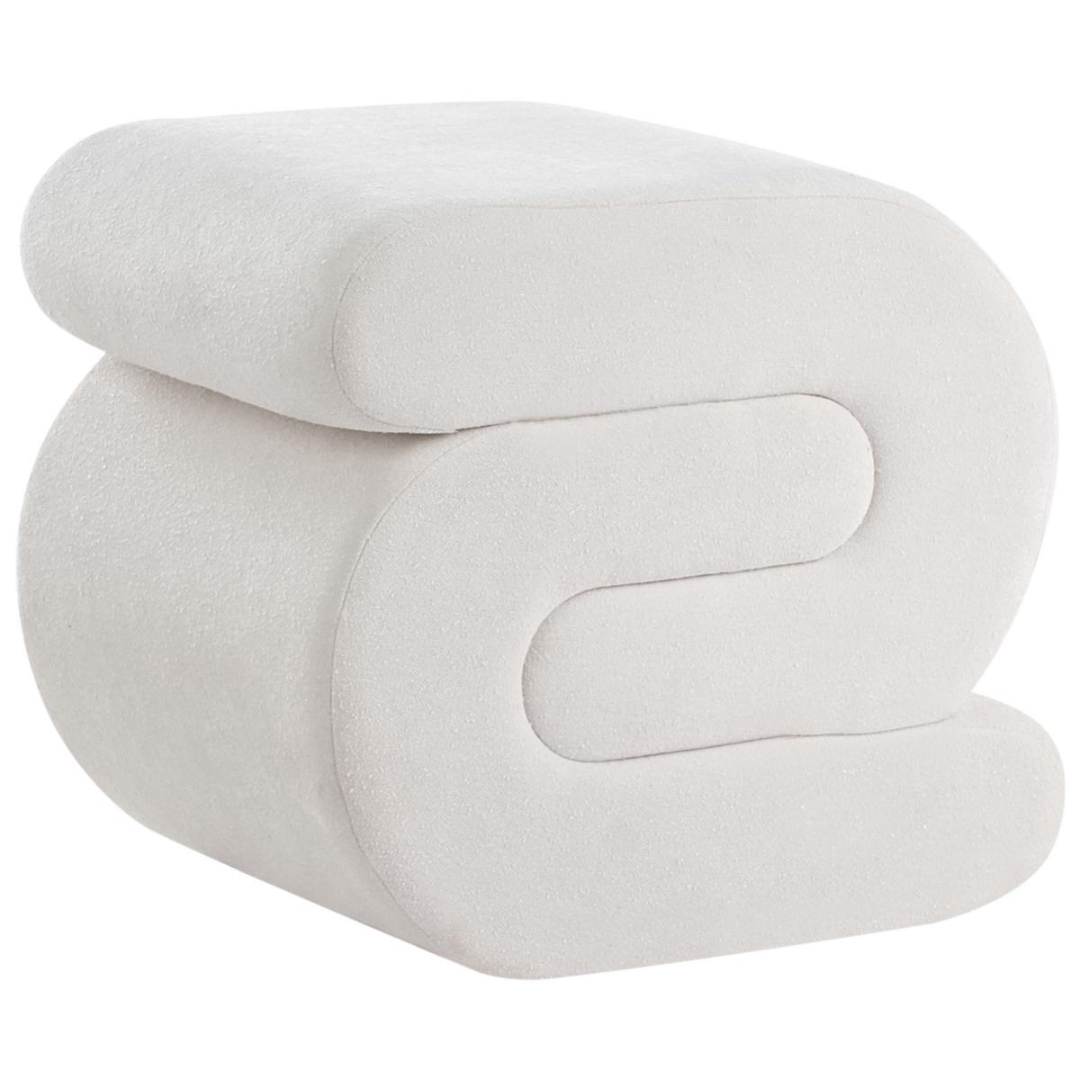 POUF Chenillegewebe Cremeweiß Arcadia - Weiß, Textil (45/48/50cm) - Beliani