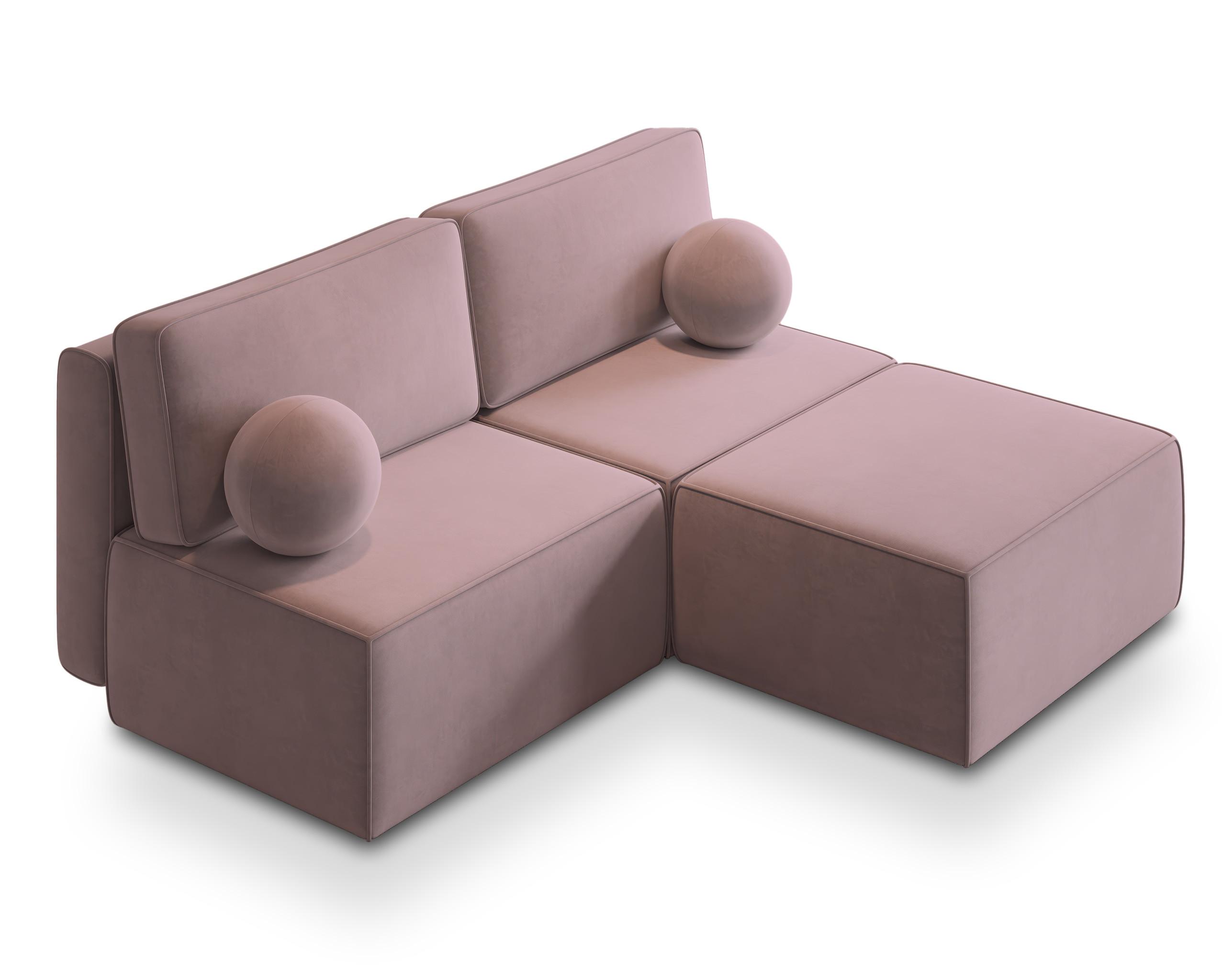 ECKSOFA VARNA M Lila Velours-Stoff mit Schlaffunktion - Lila/Grau, Holz/Kunststoff (196/158cm) - MASSENO