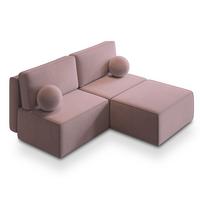 ECKSOFA VARNA M Lila Velours-Stoff mit Schlaffunktion - Lila/Grau, Holz/Kunststoff (196/158cm) - MASSENO