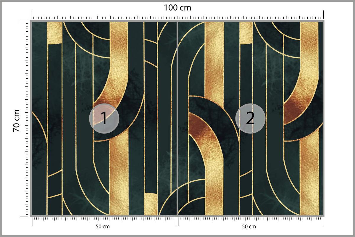 FOTOTAPETE für Büro Imitation Goldene Abstraktion Formen Geometrisch 100x70 - Schwarz, Papier (100/70cm) - Muralo