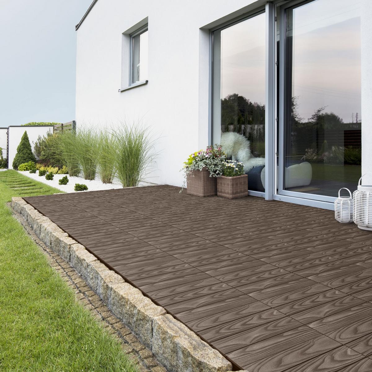 TERRASSENFLIESE Dunkelbraun 44 Stück - Dunkelbraun, Holzwerkstoff (30/30/2cm) - ML-DESIGN