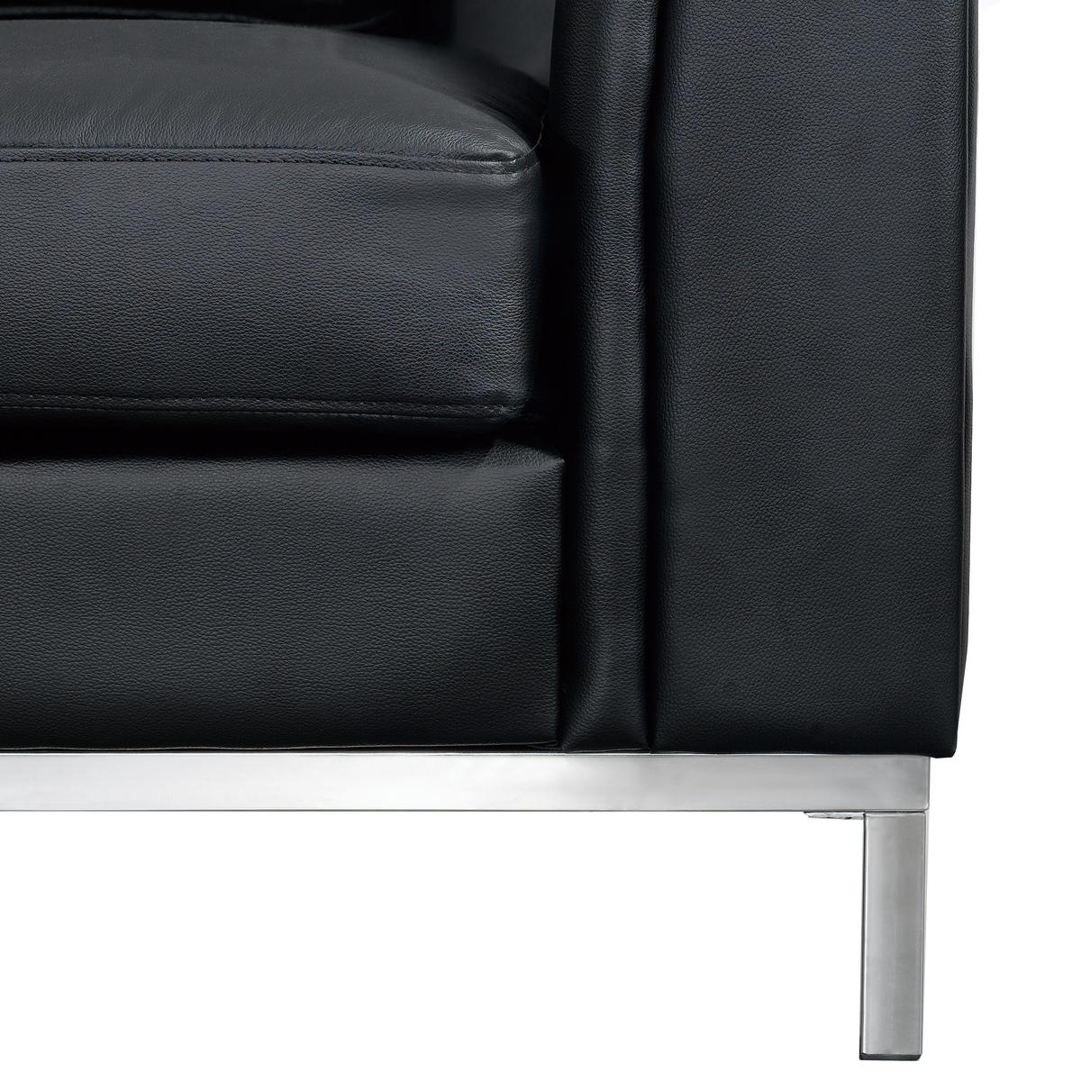 ECKSOFA linksseitig mit Ottomane Leder Schwarz Oslo - Schwarz, Leder/Fell (270/151cm) - Beliani