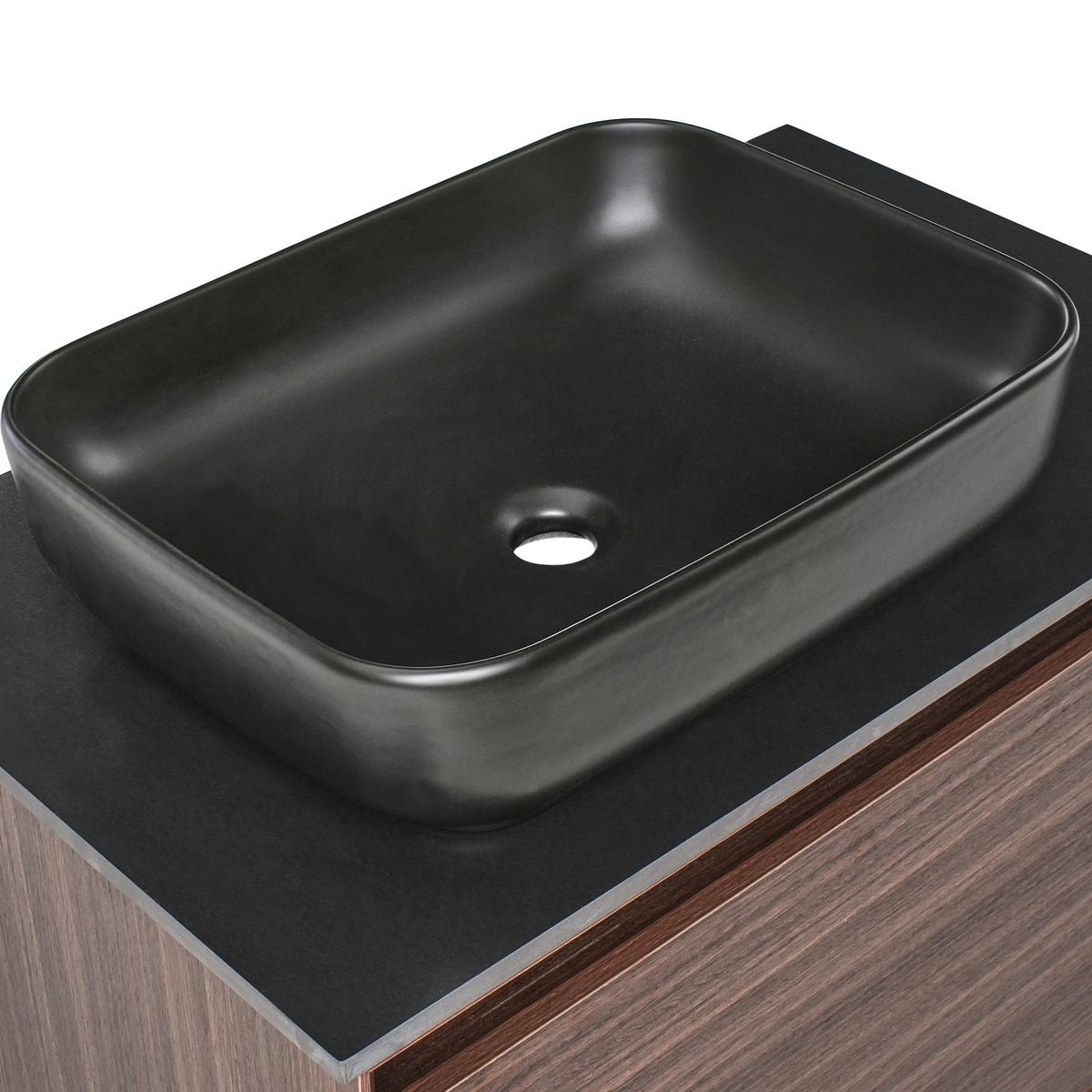 WASCHBECKENUNTERSCHRANK wandmontiertk mit Waschbecken Dunkelbraun Arica - Dunkelbraun, Holzwerkstoff (80/58/50cm) - Beliani