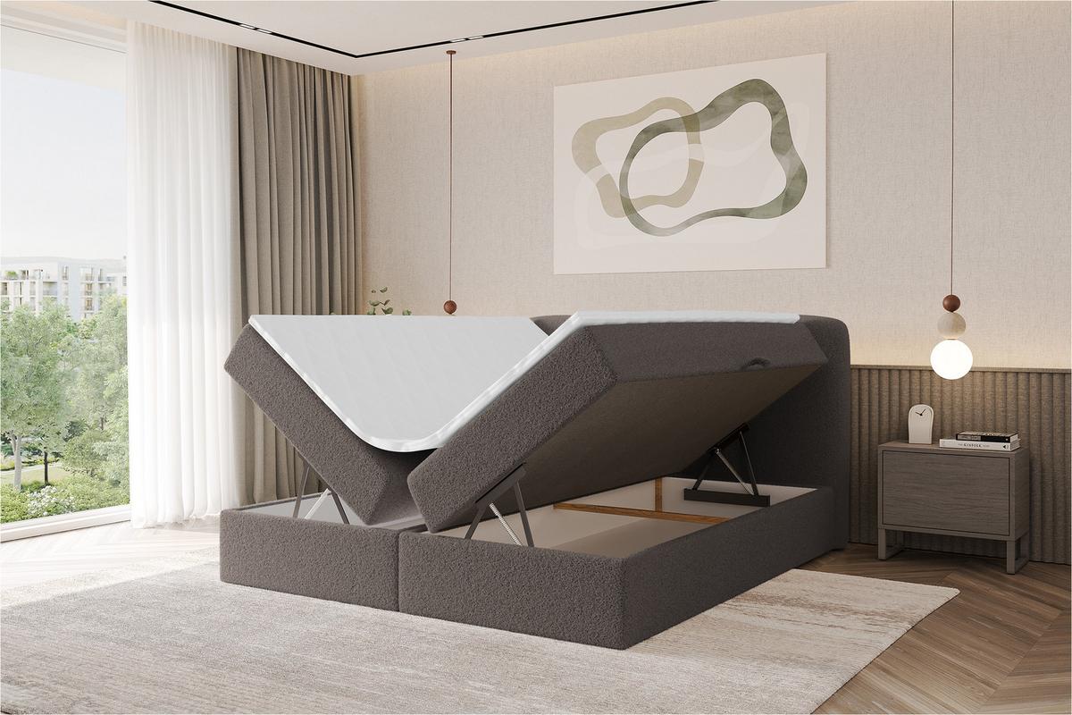 BOXBETT mit Matratze H4 - NINA - 180x200 cm Braun - Braun, Holzwerkstoff (180/200cm) - ALTDECOR