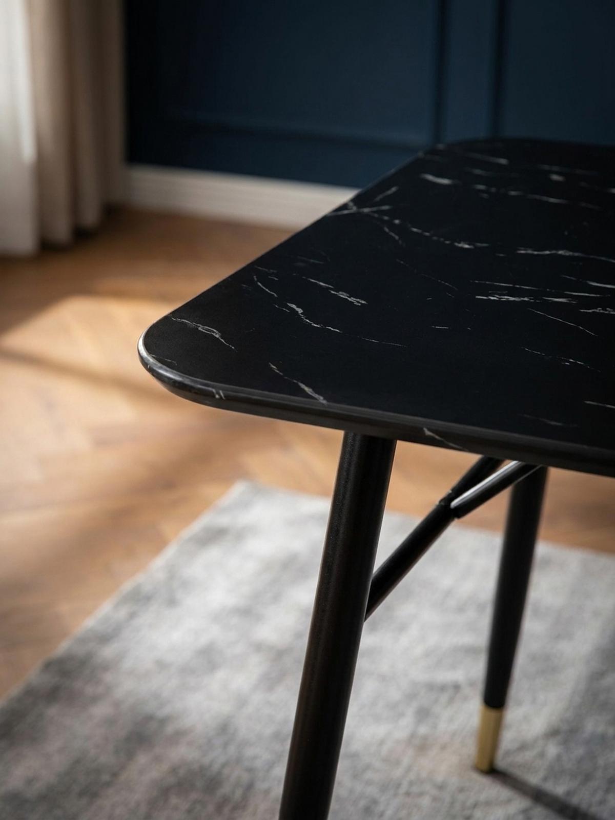 ESSTISCH Marmoroptik Metall Rechteckig Modern Klein, Schwarz 140x80x76 cm - Goldfarben/Schwarz, Holzwerkstoff/Metall (80/140/76cm) - KADIMA DESIGN