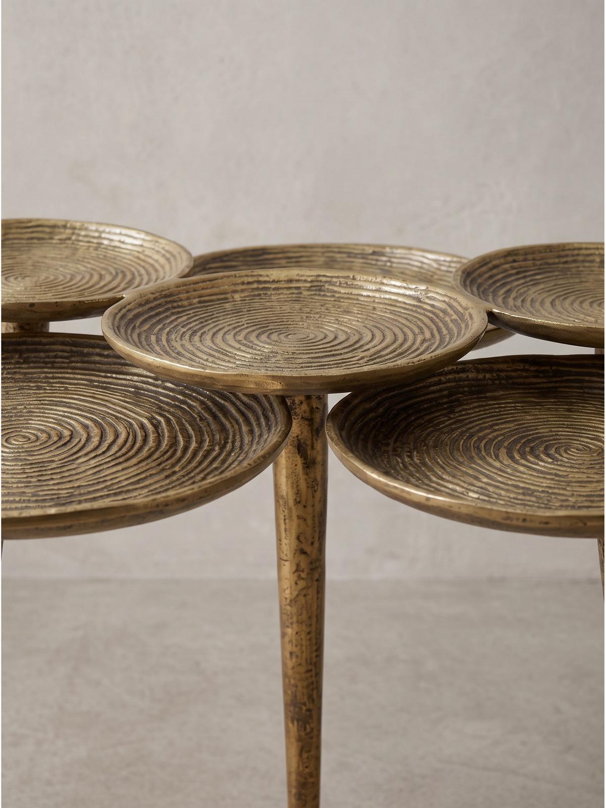 BEISTELLTISCH CARMONA, Aluminium, mit Ablagen, Gold, Ø 46 x 55 cm - Goldfarben, Metall (46/46/55cm) - KADIMA DESIGN