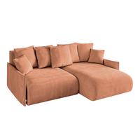 ECKSOFA Ottomane rechts ONESK-L-v1 216x177x72 Koralle Velours - Koralle, Holzwerkstoff/Kunststoff (177/216cm) - ALTDECOR