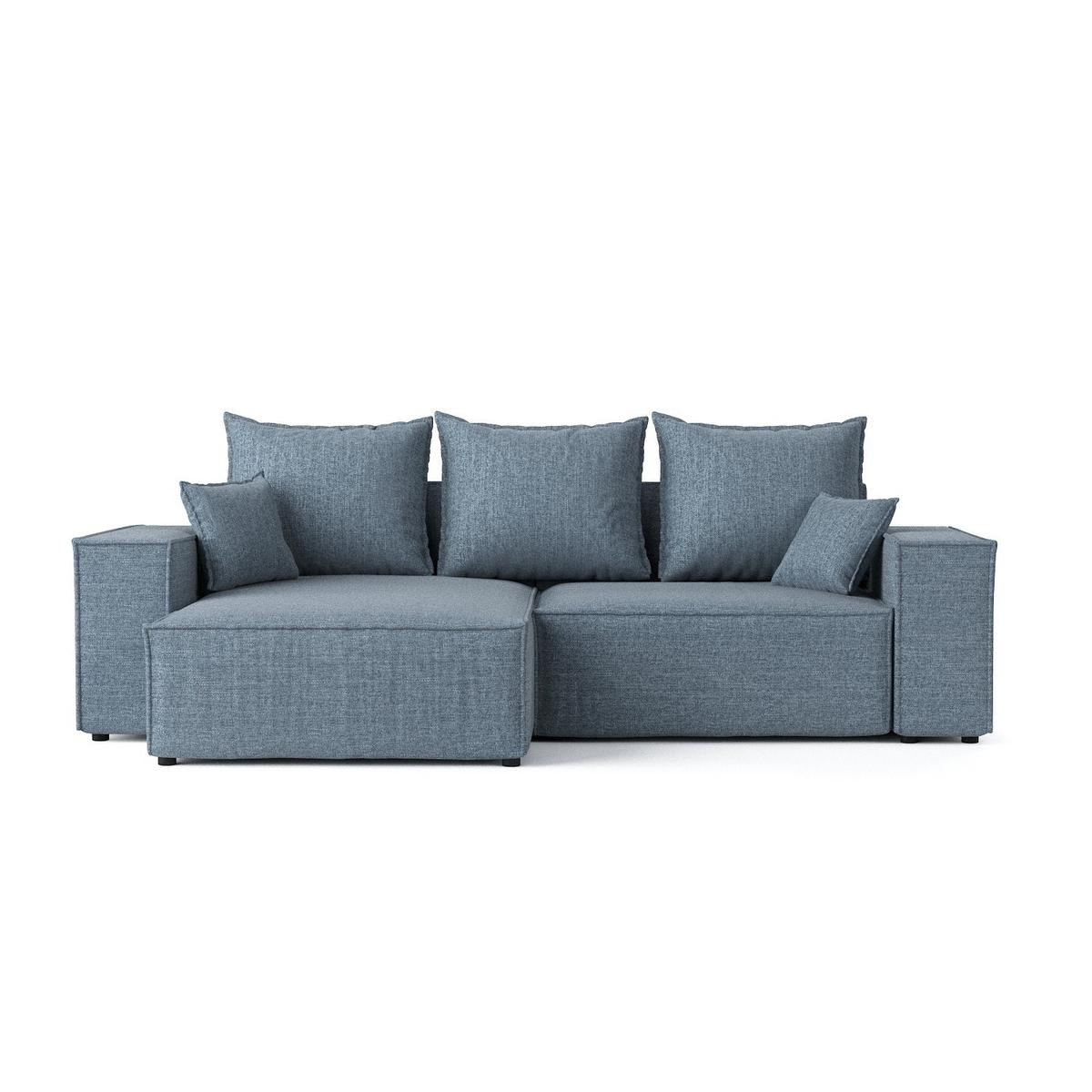 ECKSOFA SENSO mit Schlaffunktion Blaugrau im City Stoff - Blaugrau/Schwarz, Holz/Holzwerkstoff (255/148cm) - AltaBeds