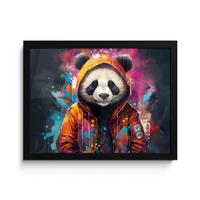 POSTER MIT RAHMENGERAHMTES BILD Panda - Jacke - Graffiti - Orange 40x30 cm - Orange, Papier (40/30cm) - MuchoWow