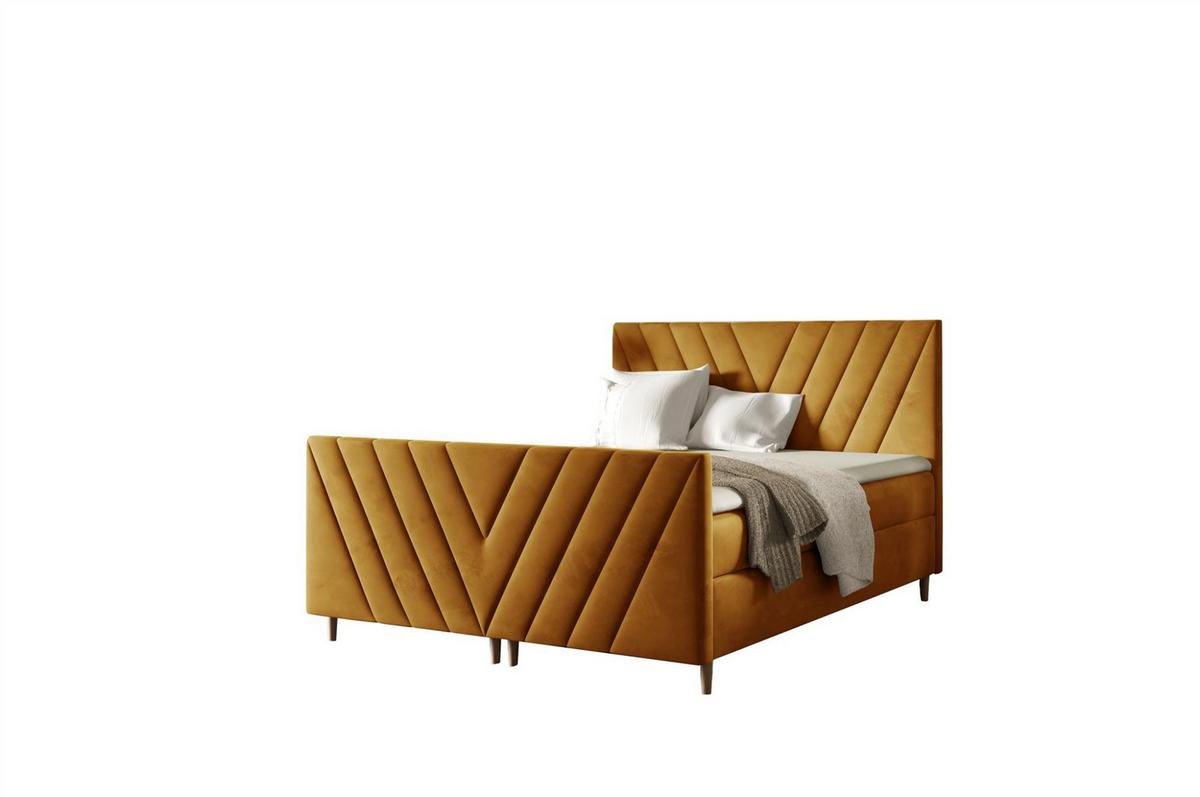 BOXBETT Carlito Premium - Gelb, Holzwerkstoff/Textil (200/200cm) - Fun Möbel