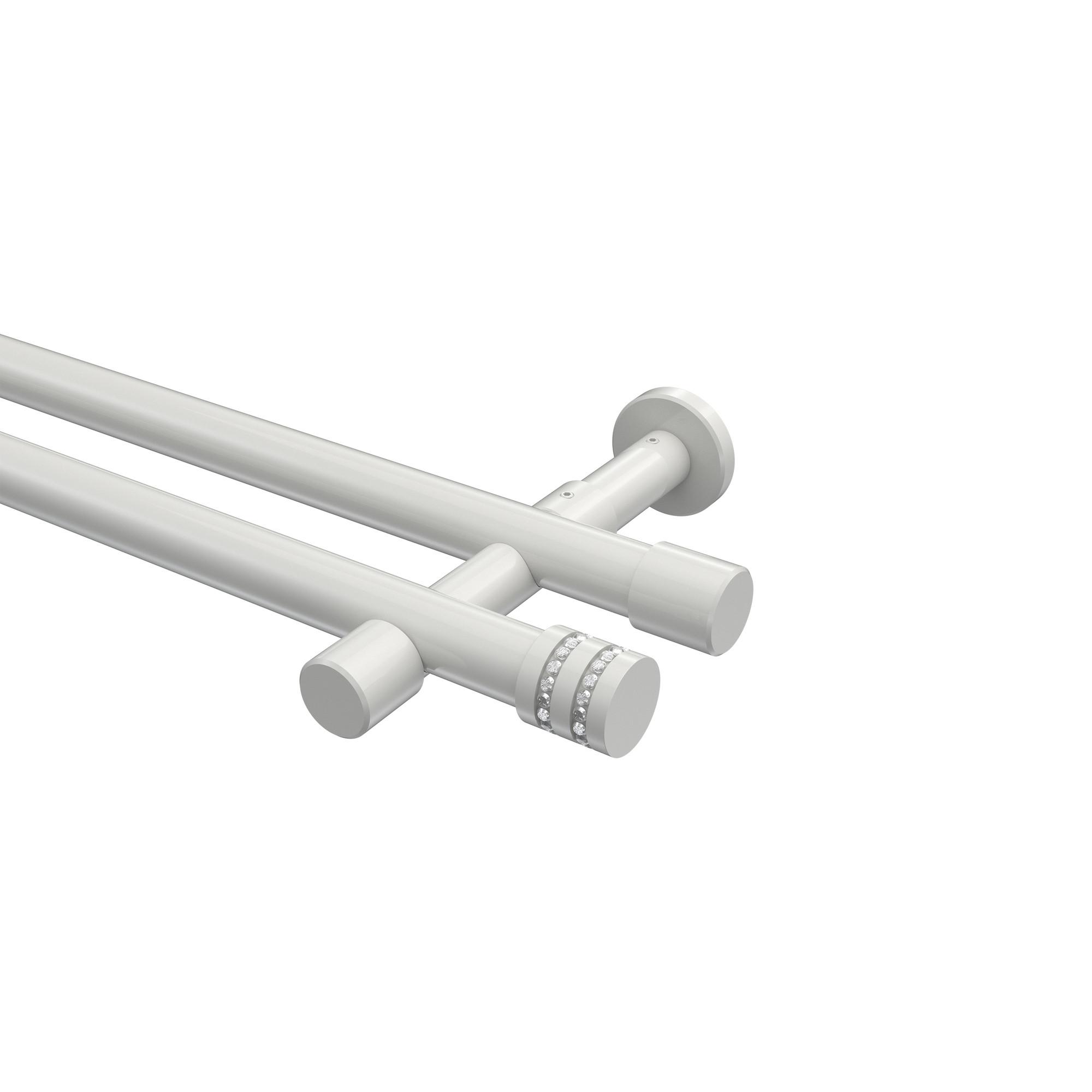 GARDINENSTANGE Prestige Estana 360 cm (geteilt in 2 x 180 cm), 2-läufig (ohne Ringe), 20 mm Ø Weiß - Weiß, Metall (360cm) - INTERDECO