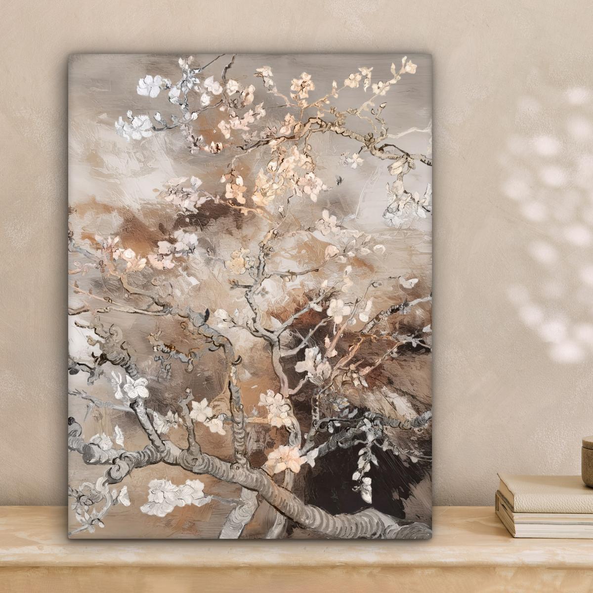LEINWANDBILD Mandelblüte - Kunst - Van Gogh - Beige - Abstrakt Room Decor 30x40 cm - Braun, Textil (30/40cm) - MuchoWow