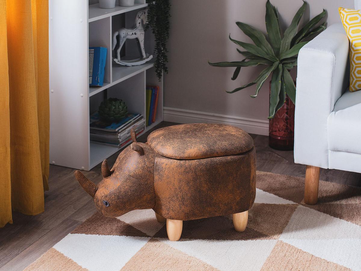 TIERHOCKER Hellbraun Rhino - Hellbraun/Braun, Kunststoff (60/35/32cm) - Beliani