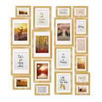 BILDERRAHMEN Passion Holz Gold 18tlg - Goldfarben, Holz (25/28/37cm) - BoMoe