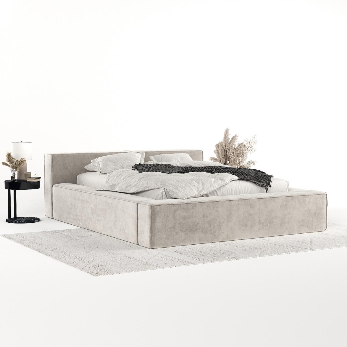 POLSTERBETT Casto mit Stauraum 140/200 cm Hellbeige im Terra NW Stoff - Sandfarben/Schwarz, Holz/Holzwerkstoff (140/200cm) - AltaBeds