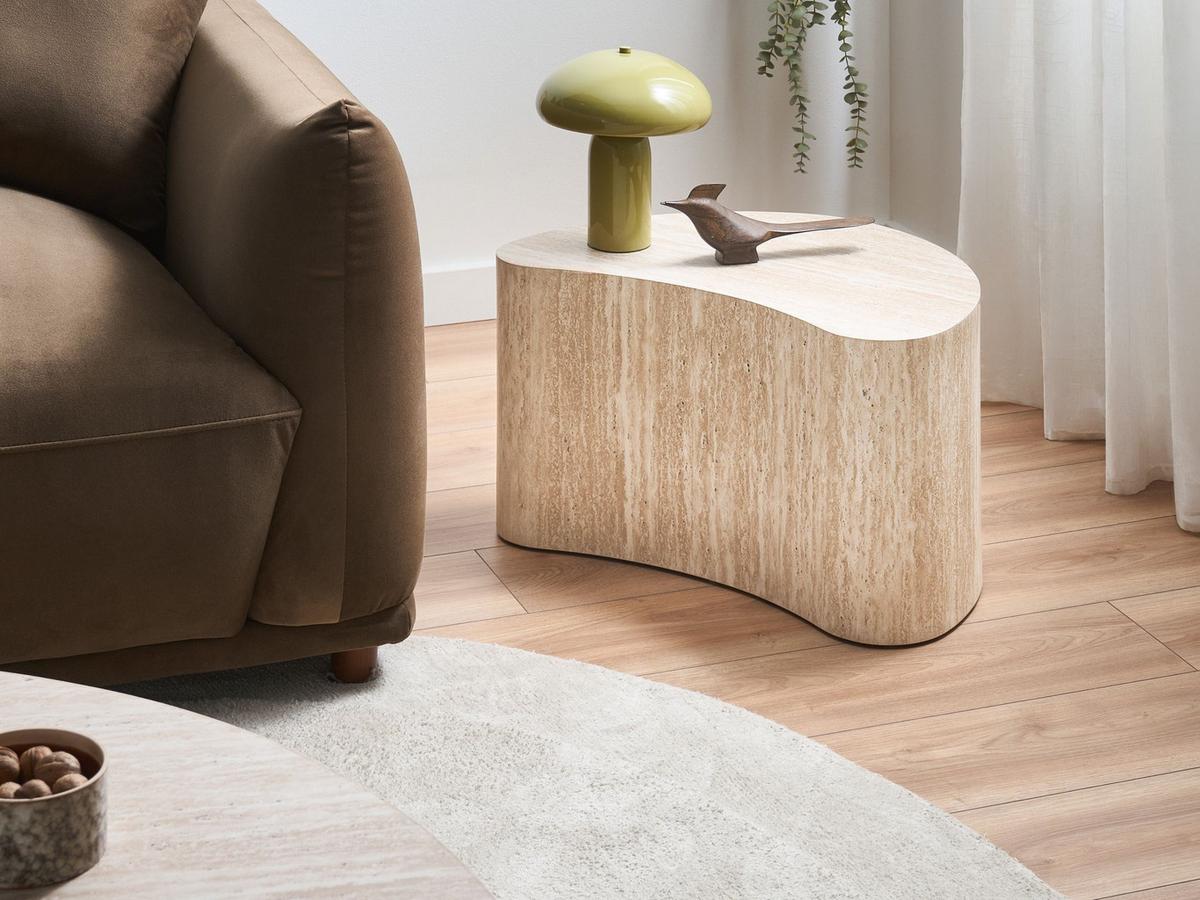 BEISTELLTISCH Travertinoptik Bilpa - Beige, Holzwerkstoff (57/35/33cm) - Beliani