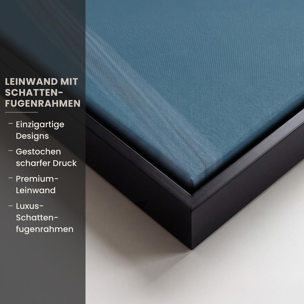 LEINWAND Bilder mit Rahmen - Löwenzahn - Wind - Blau - 90x140 - Blaugrau, Textil (90/140cm) - MuchoWow