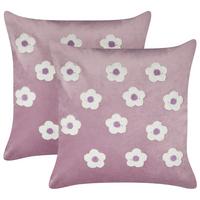 DEKOKISSEN 2er-Set Violett 45/45 cm Echinacea - Violett, Textil (45/45cm) - Beliani
