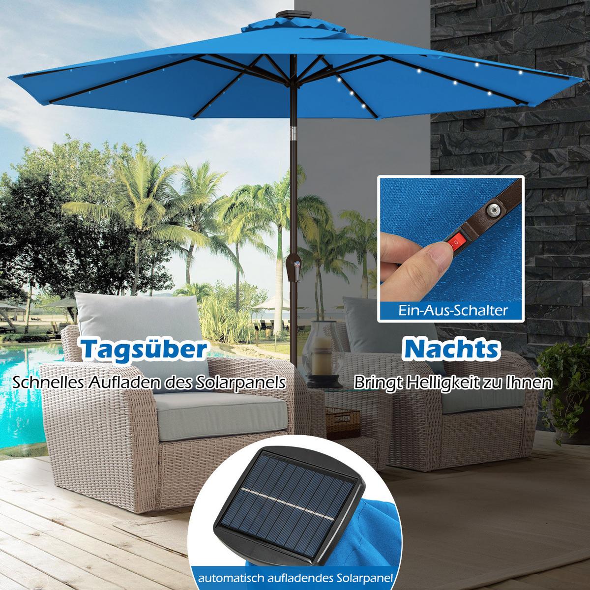 PATIO-SCHIRM Blau - Blau, Kunststoff (300/300cm) - COSTWAY