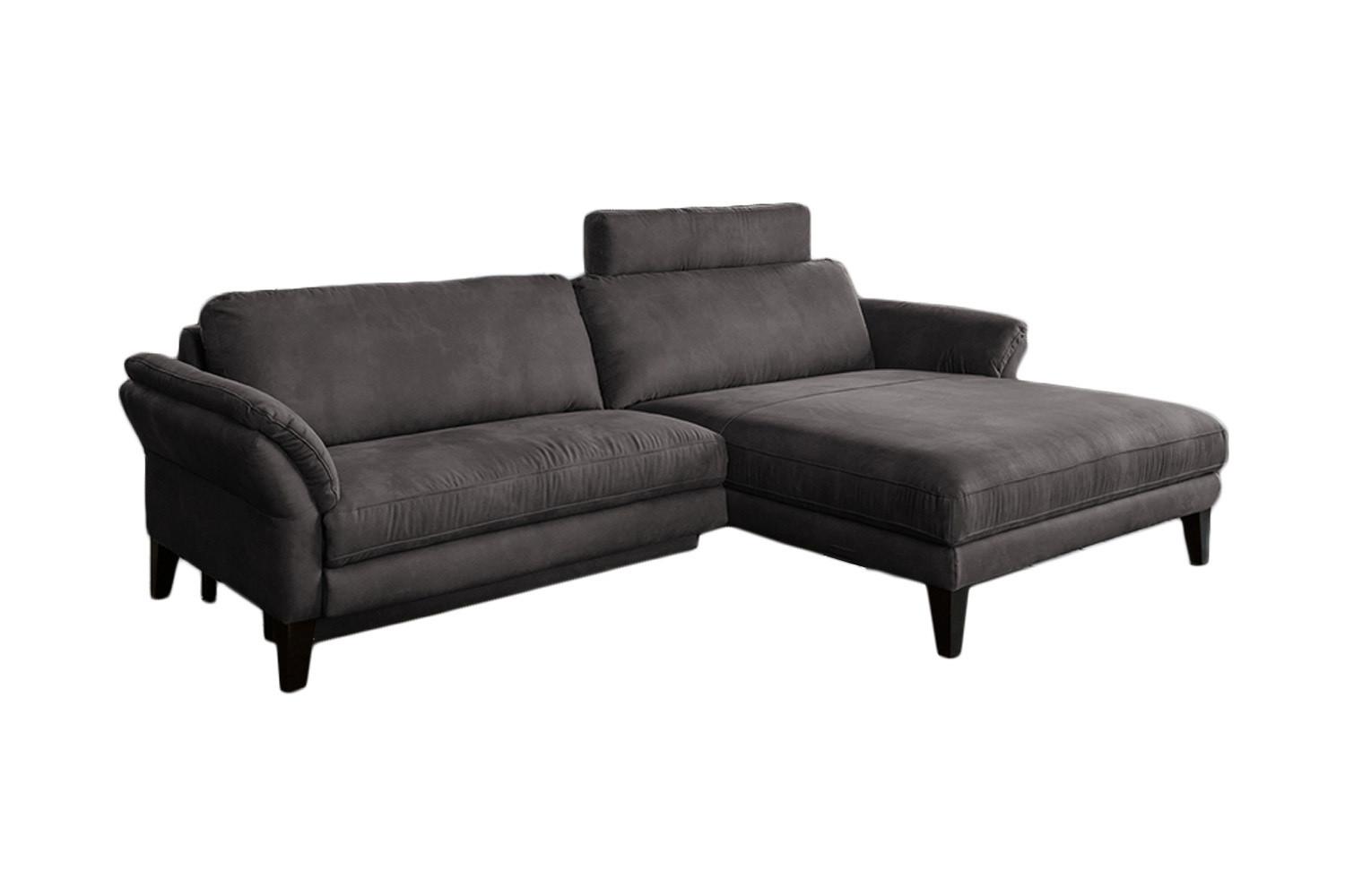 ECKSOFA MIT MOTORISCHER RELAXFUNKTION MALTA Anthrazit Webstoff Relaxfunktion - Anthrazit/Schwarz, Buchenholz/Textil (302/175cm) - KAWOLA