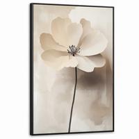 LEINWAND Bilder mit Rahmen - Blume - Beige - Farbe - Schatten - 90x140 - Creme, Textil (90/140cm) - MuchoWow