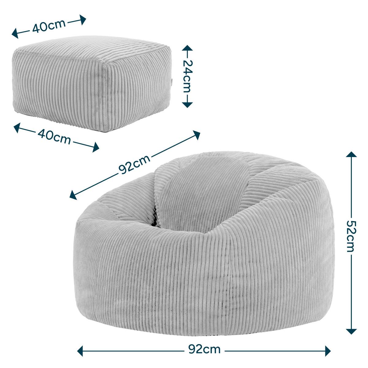 SITZSACK mit Hocker Kingston XXL - Anthrazit, Textil (92/52/92cm) - icon