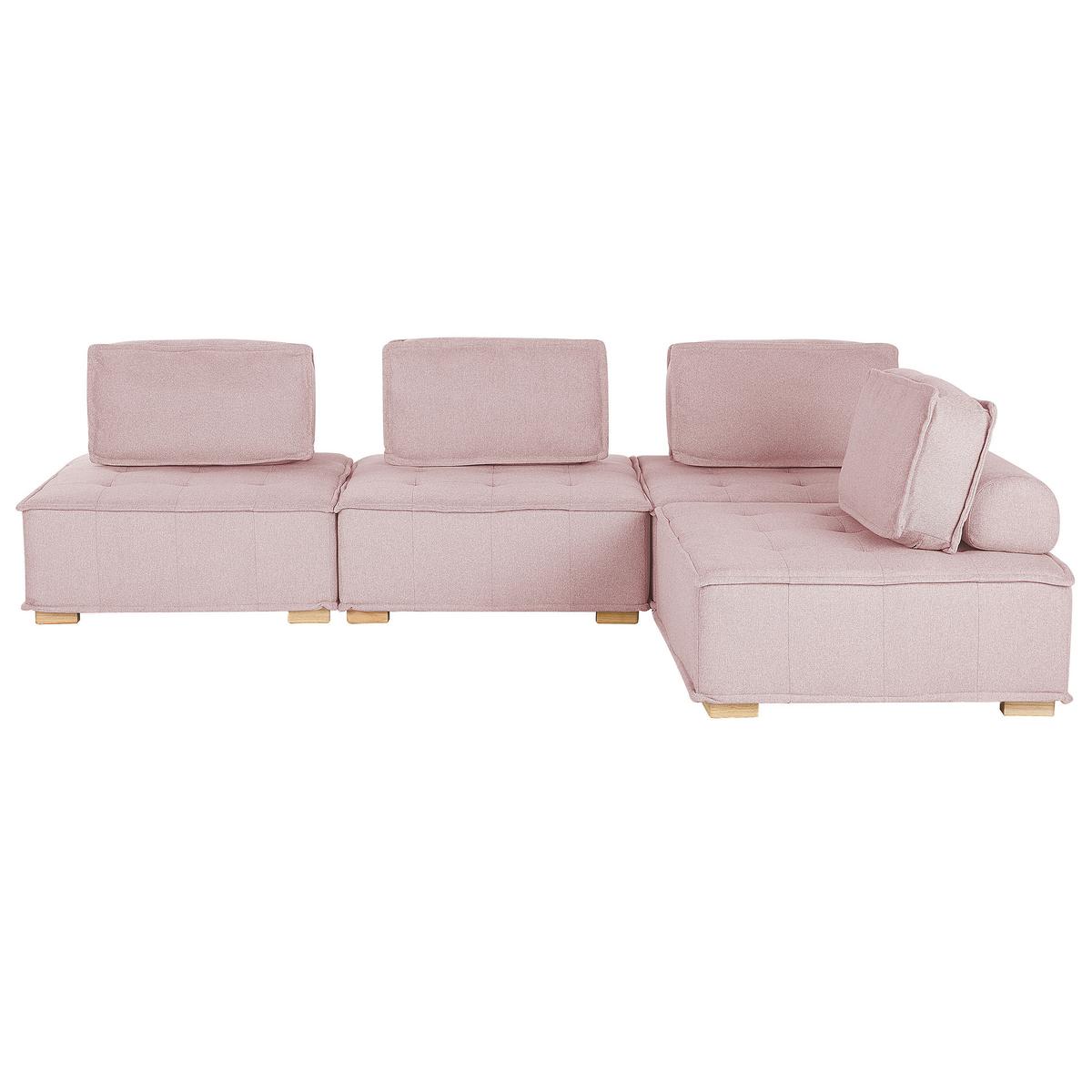 ECKSOFA Modul 4-Sitzer rechtsseitig Rosa Stoff Tibro - Pink/Braun, Textil (300/200cm) - Beliani