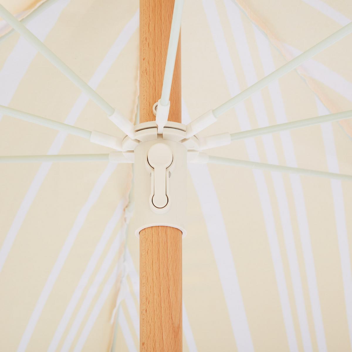 SONNENSCHIRM gelb/weiß mit Volant 150 cm Mondello - Hellbraun/Gelb, Textil (150/150cm) - Beliani