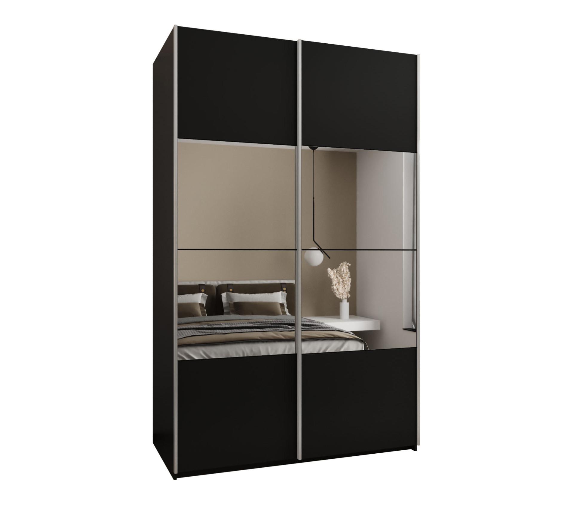 SCHWEBETÜRENSCHRANK 245,5/160/64 2-türig - Silberfarben/Schwarz, Holz/Metall (160/245/64cm) - Abiks Möbel
