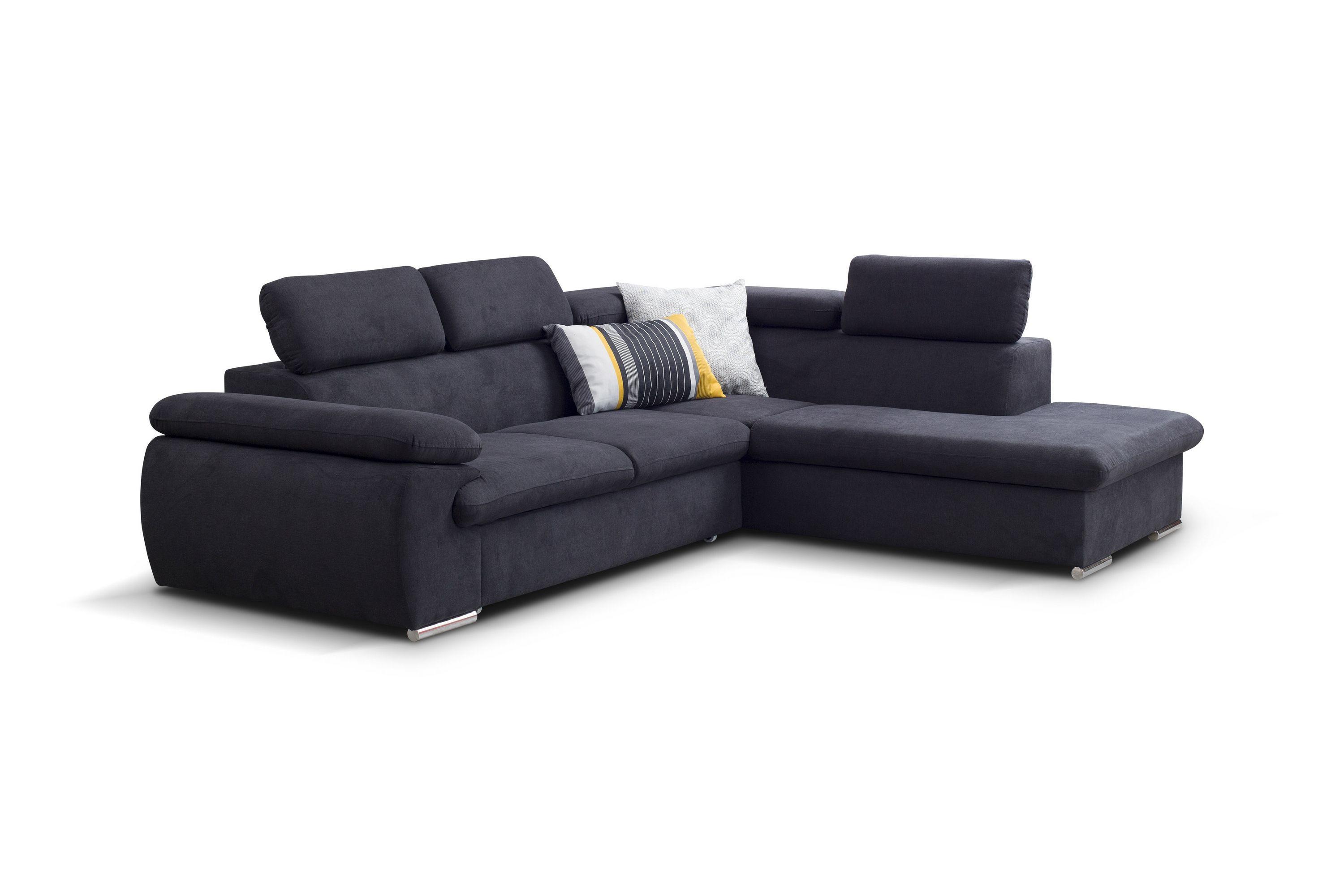 ECKSOFA SACRO Braun Plüsch-Stoff mit Schlaffunktion - Braun, Holz (271/221cm) - MASSENO